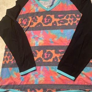 Never worn Crazy Train baseball tee Mixed western pattern XXL